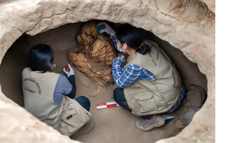 Mysterious mummy found in tomb in Peru with hands covering its face