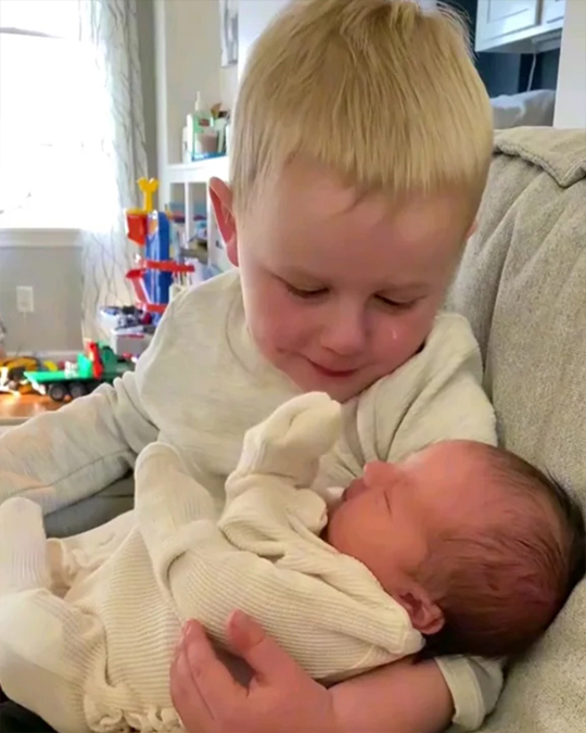 Little Boy Cries Happy Tears When He Meets His Baby Sister For The First Time